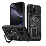 Heavy-Duty MagSafe Case with 360° Metal Ring Stand for iPhone 15 Series