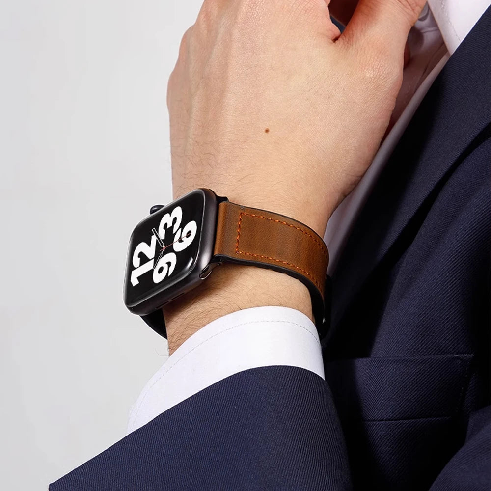 Genuine Leather Magnetic Bracelet Band for Apple Watch