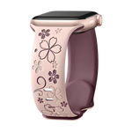 Silicone Floral Engraved Watch Band for Apple Watch