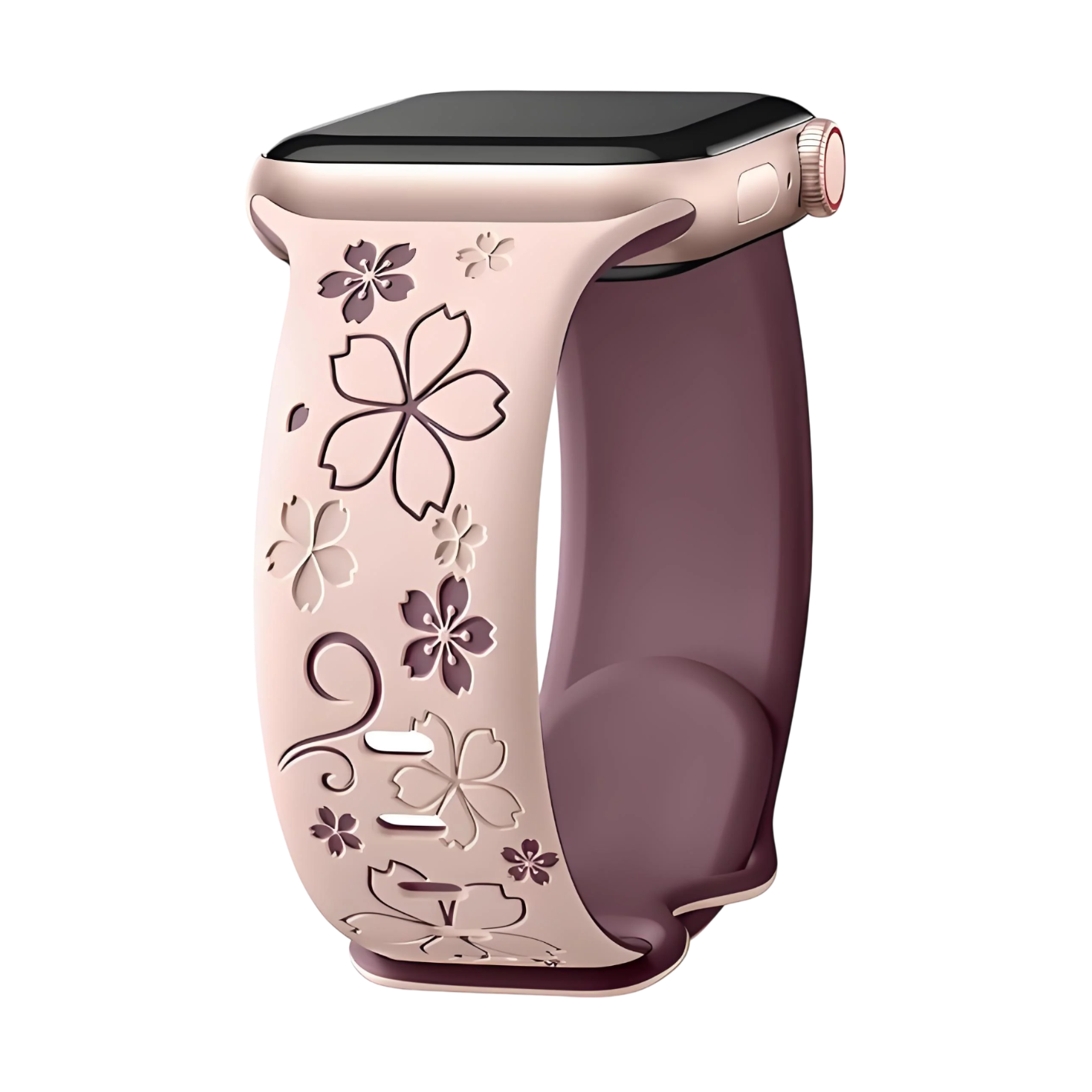 Silicone Floral Engraved Watch Band for Apple Watch