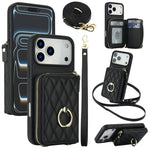 Leather Wallet Phone Case with Adjustable Lanyard for iPhone 17 Series