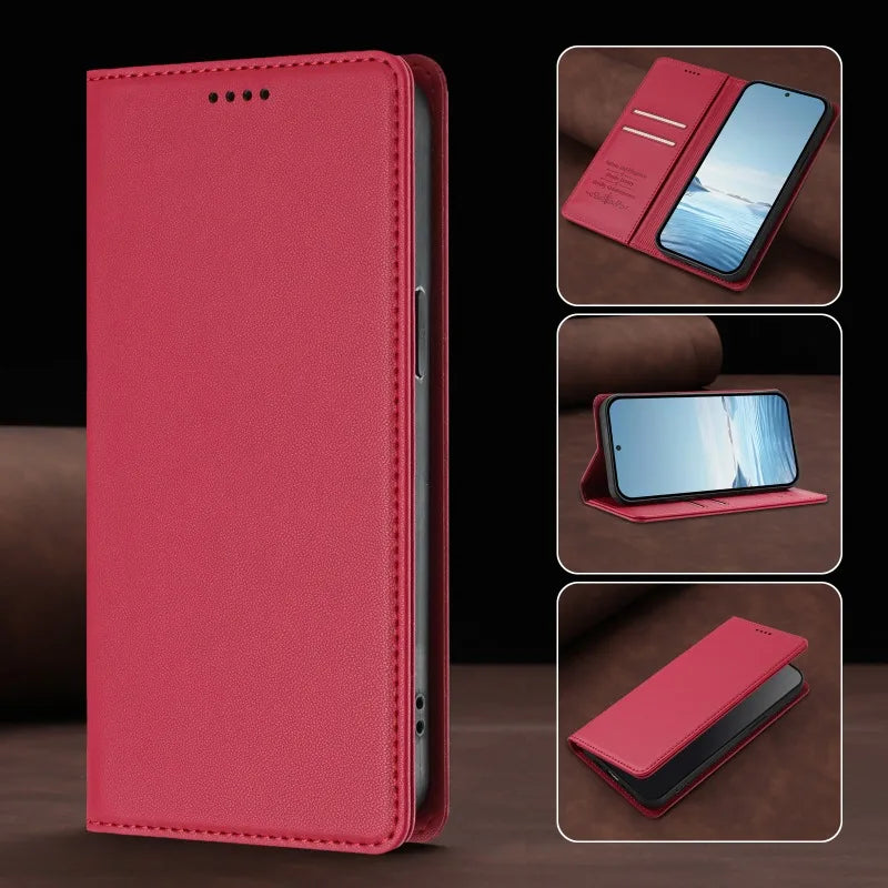 Samsung Galaxy S26 Series Leather Wallet Cover with Magnetic Closure