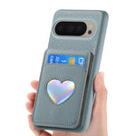 RFID Blocking Wallet Case with Makeup Mirror & Heart Design for Google Pixel 9 Series