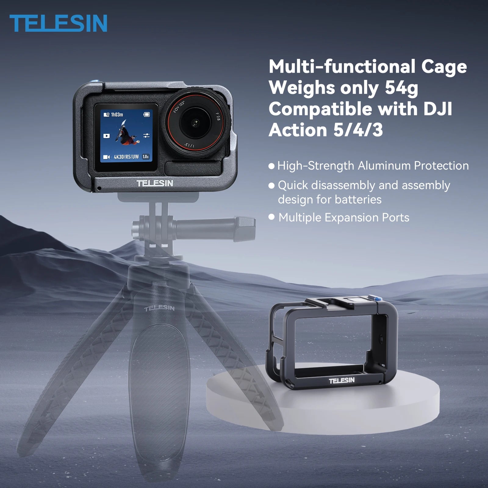 TELESIN Aluminium Alloy Frame Case for DJI Osmo Action 5 Pro