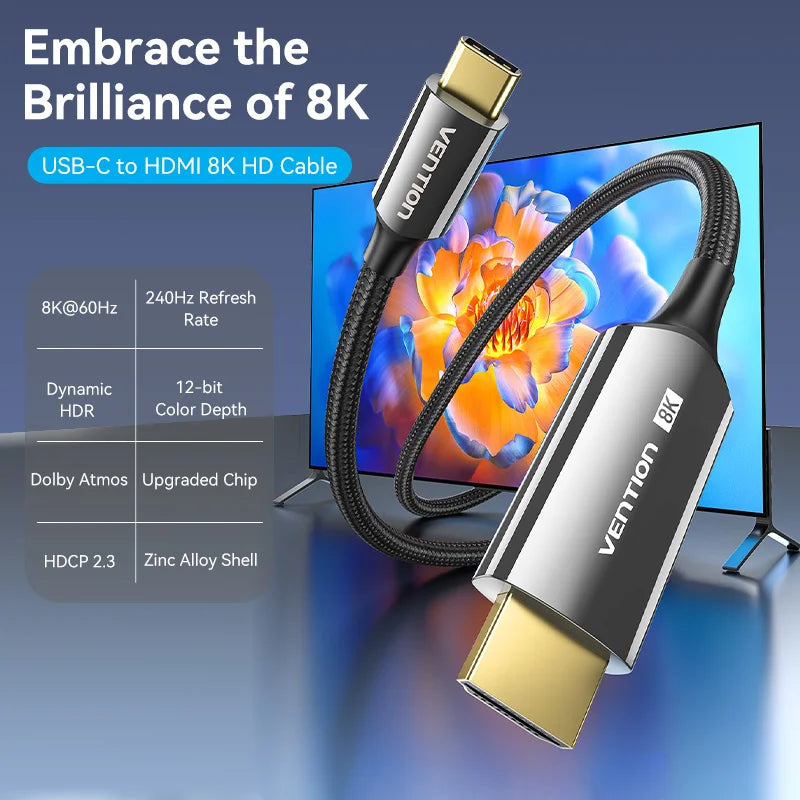 Vention 8K/60Hz USB-C to HDMI 2.1 Cable