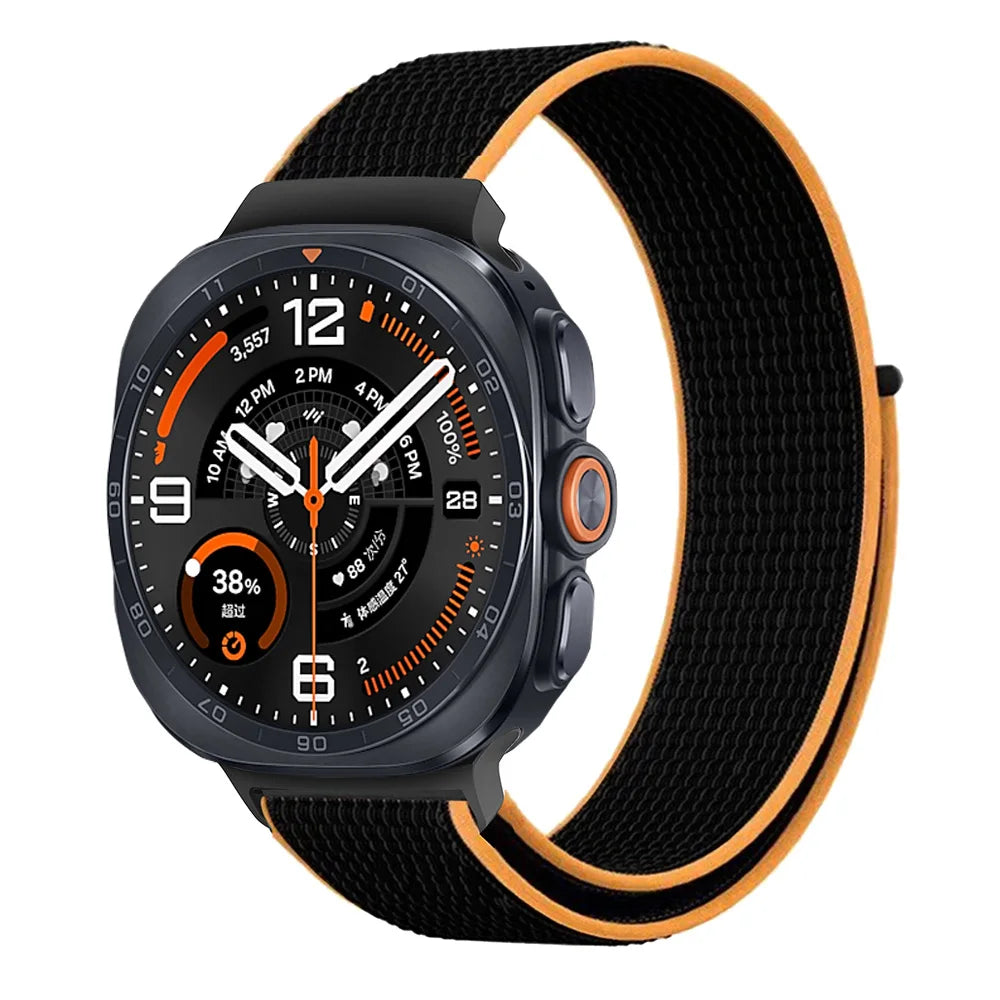 Breathable Nylon Weave Watchband with Hook-and-Loop Closure for Samsung Galaxy Watch Ultra 2