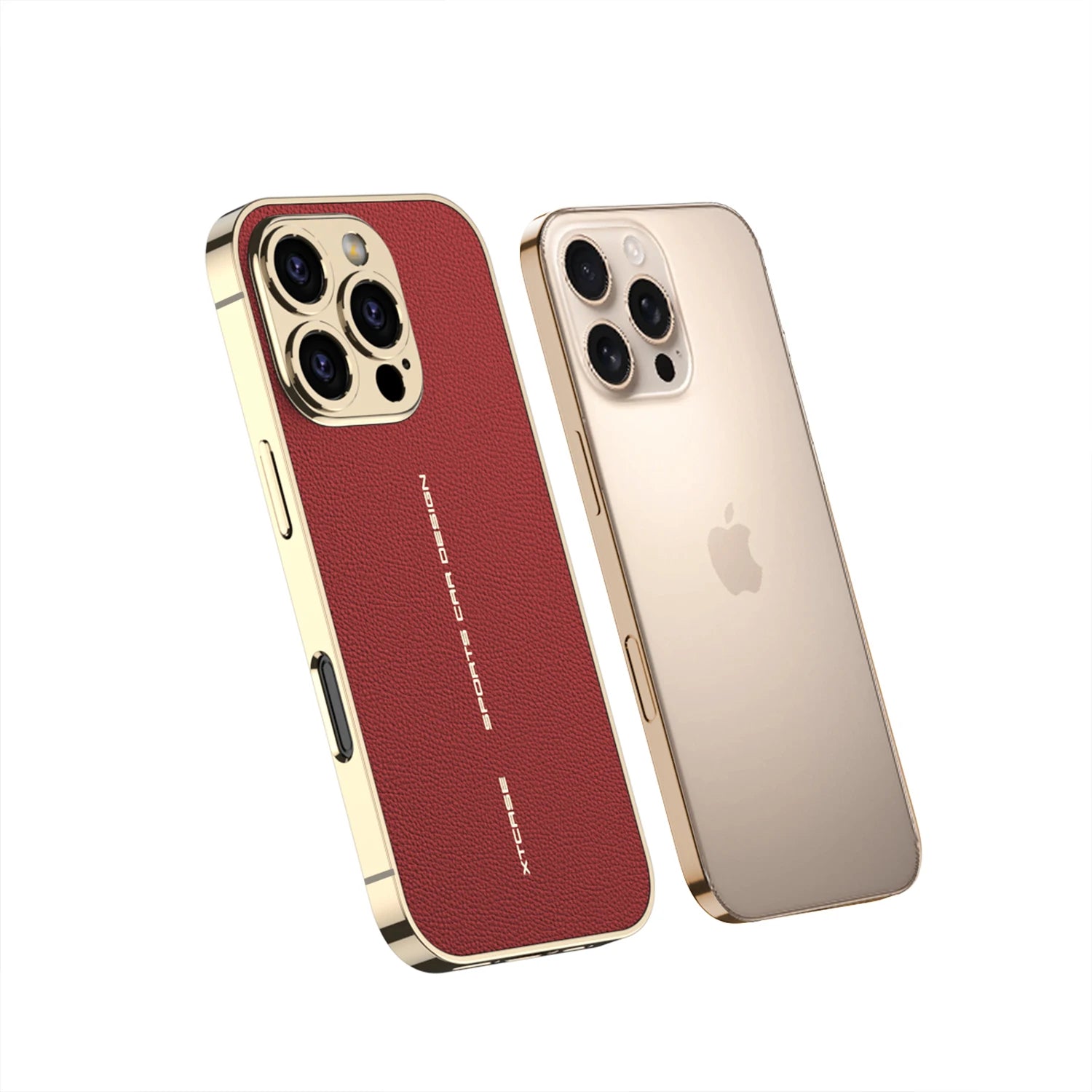Luxury Plated Leather Shockproof Case with Full Lens Protection for iPhone 16 Series