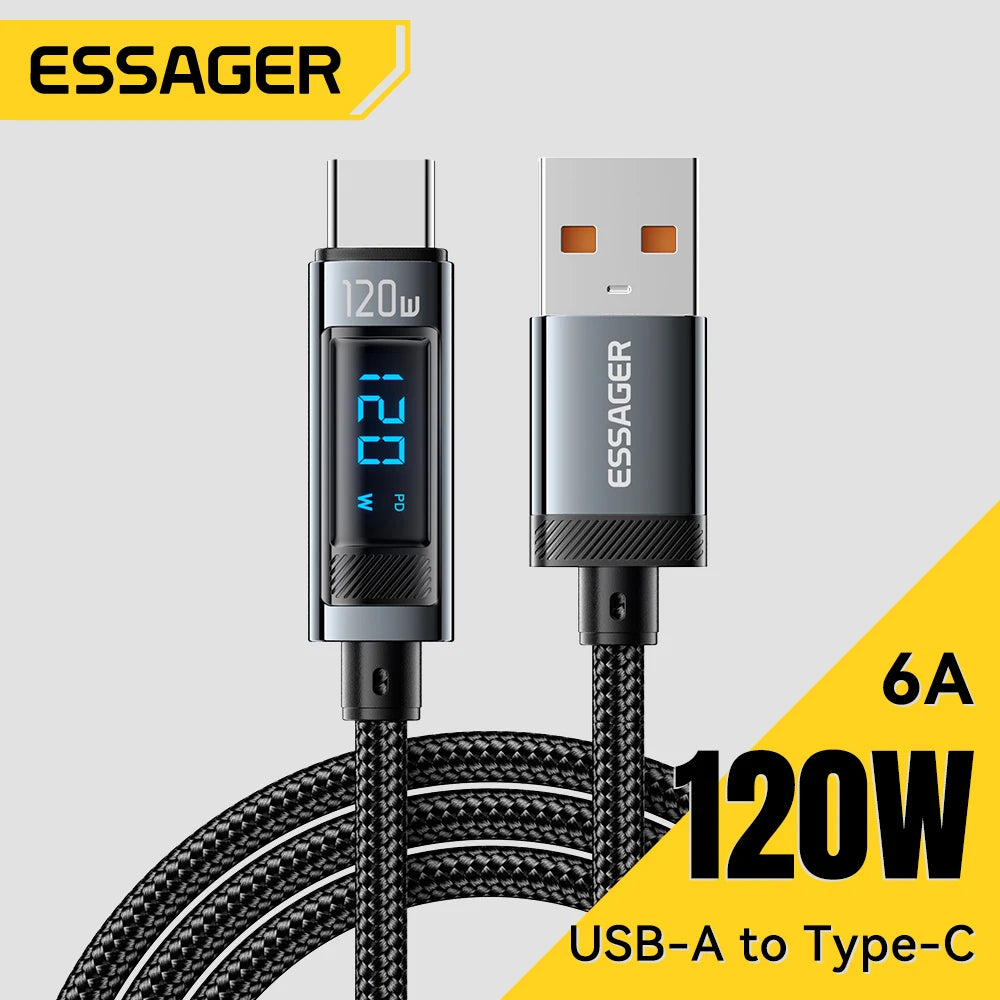 Essager 120W USB Type C PD Cable with LED Digital Display