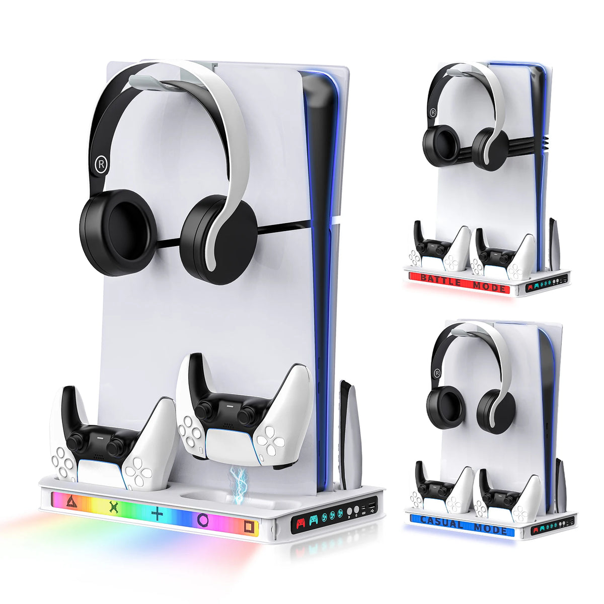 PS5 Cooling Station with Dual Controller Charger and RGB Lighting