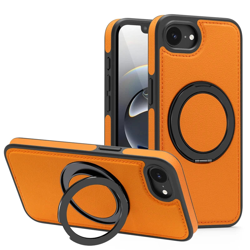 Shockproof Magnetic PC + TPU Case with 360° Rotating Ring Holder for iPhone 16e