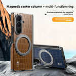 Crocodile-Embossed Leather Kickstand Case with 360° Rotating Ring for Samsung Galaxy Z Fold 6