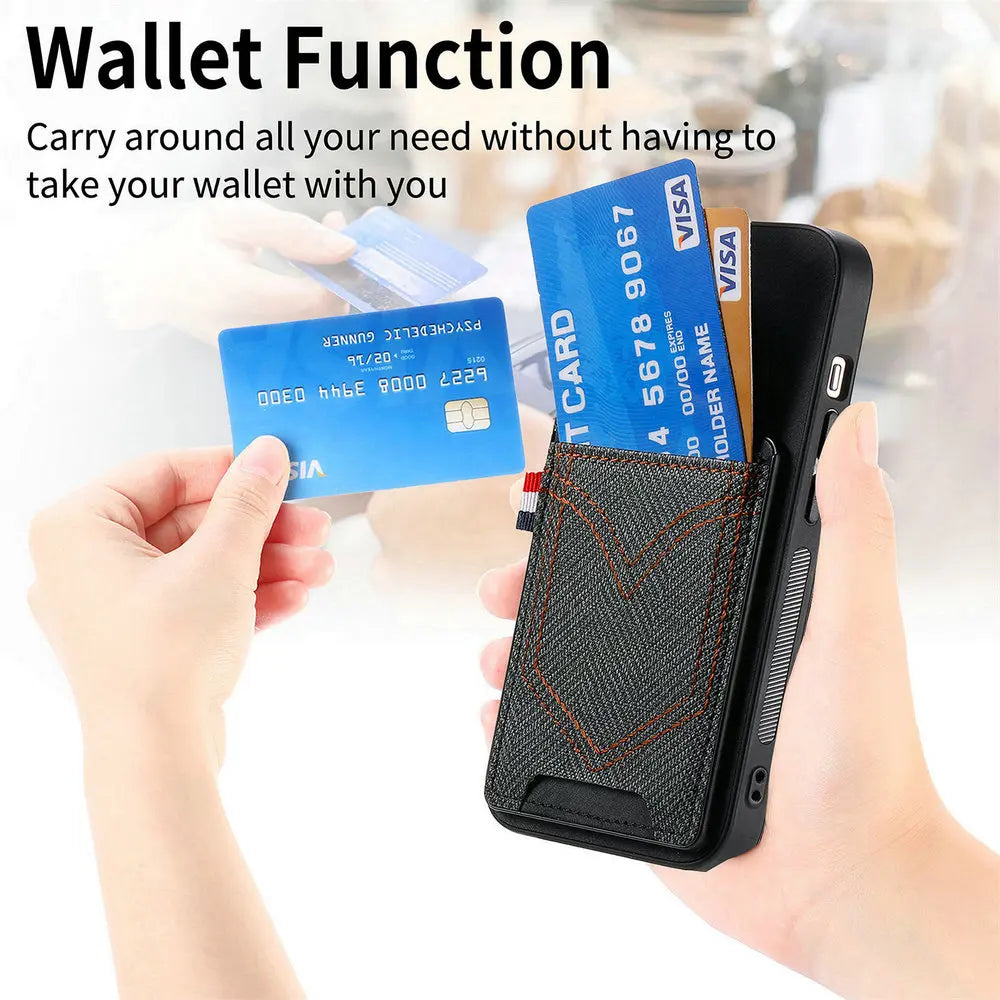 Fashion Jeans-Style Leather Wallet Case for iPhone 17 Series