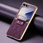 Fashion Floral Embossed Leather Case for Samsung Galaxy Z Flip 5
