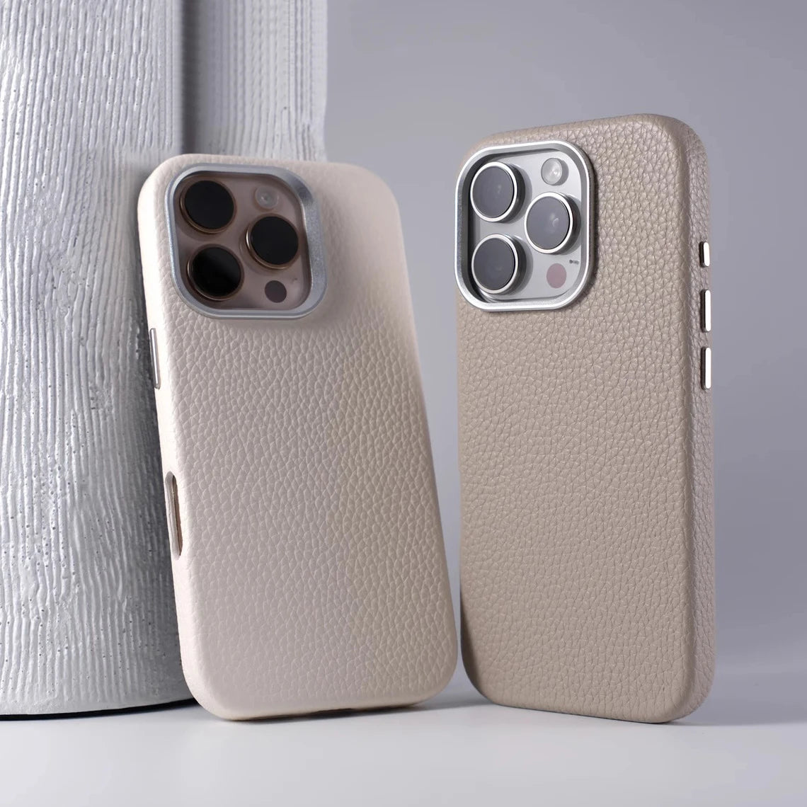 Solid Color Litchi Grain PU Leather MagSafe Case for iPhone 16 Series