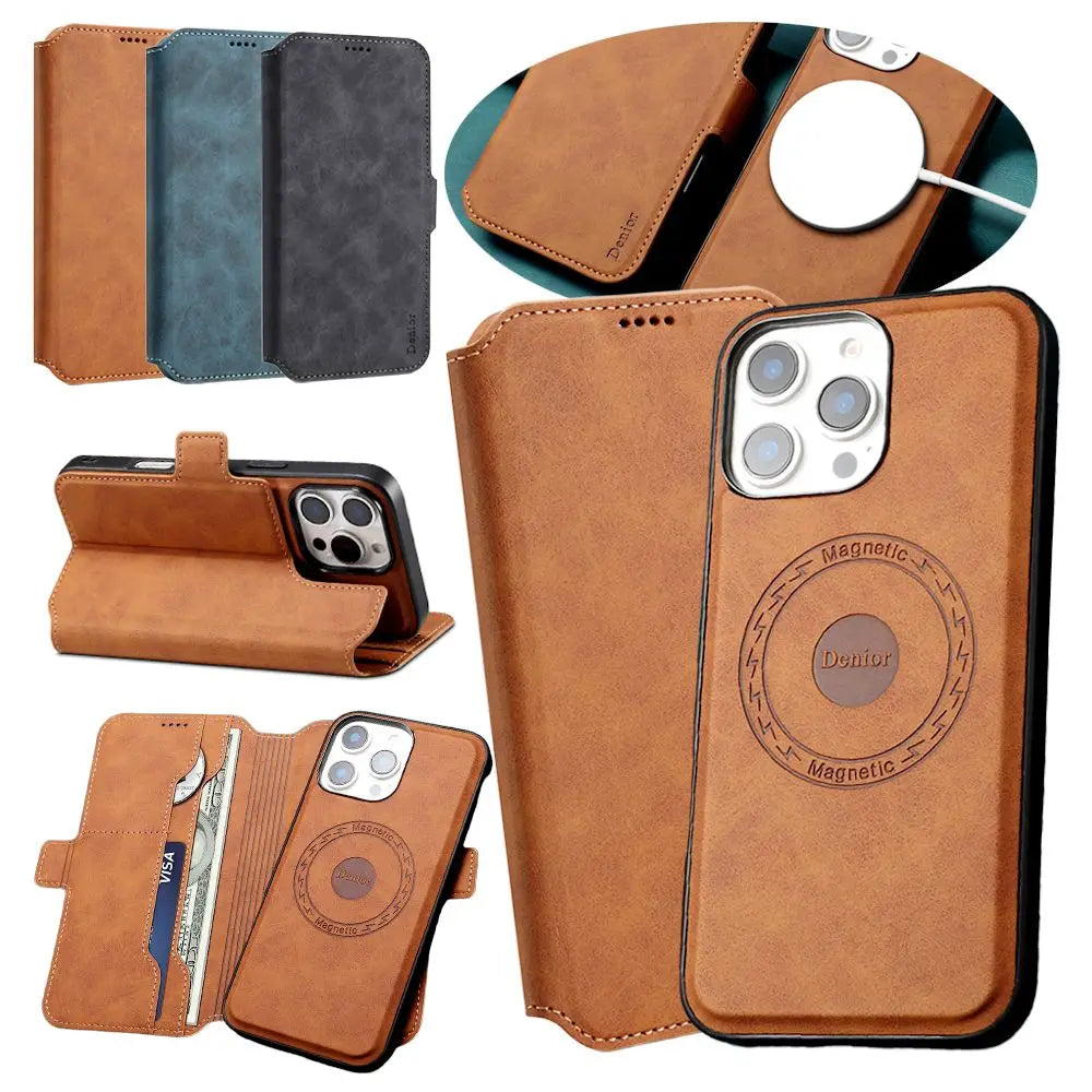 2-in-1 Magnetic Leather Flip Wallet Case for iPhone 16 Series