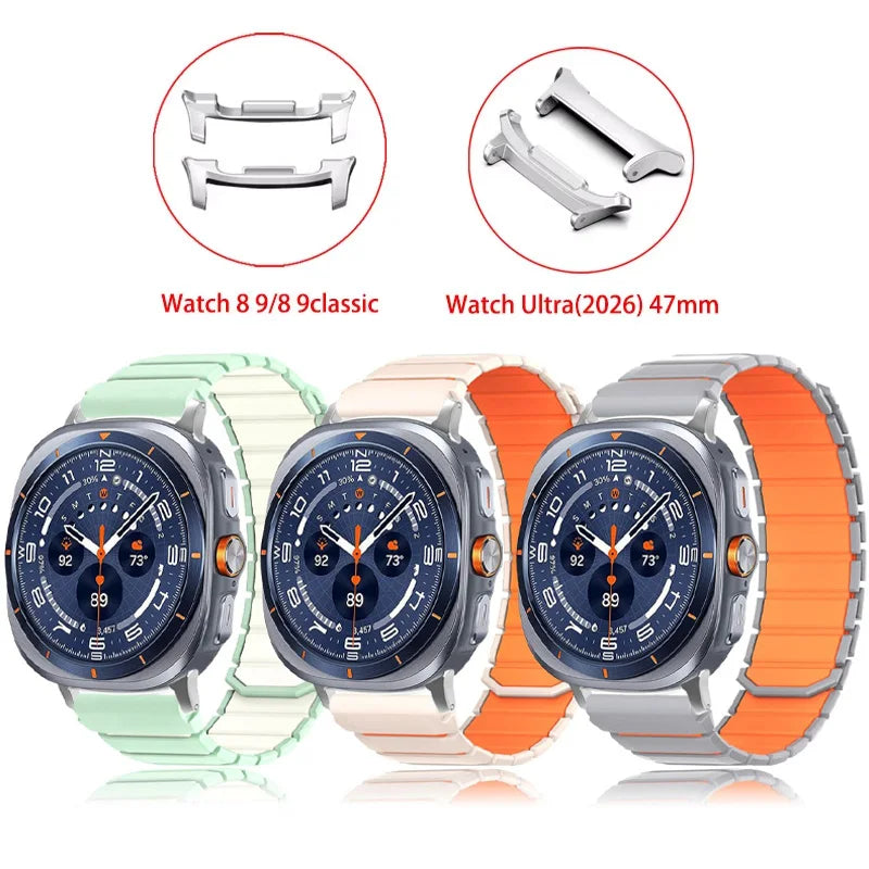 Quilted Silicone Watch Band with Magnetic Quick-Release for Samsung Galaxy Watch Ultra 2