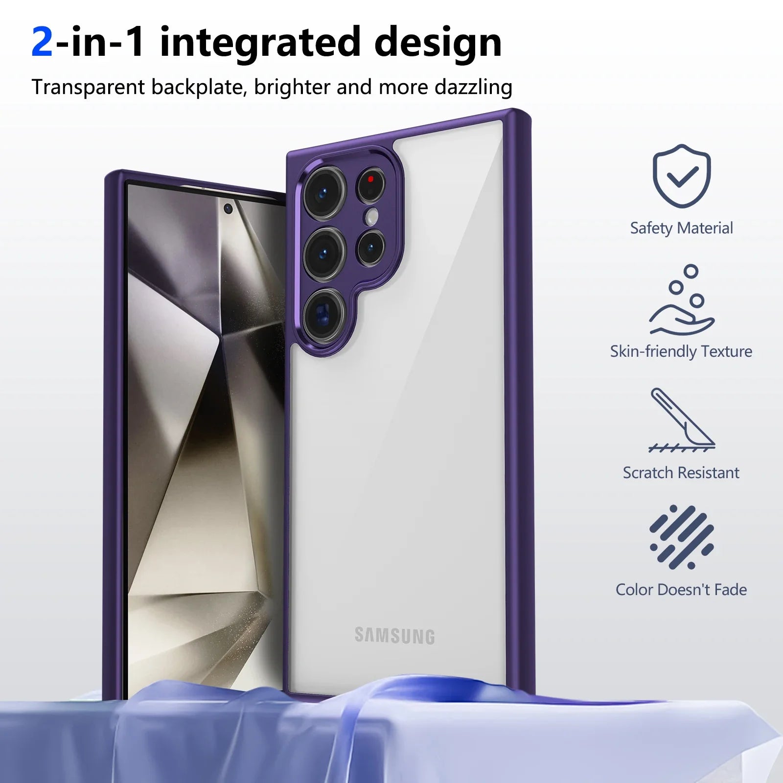 Shockproof Armor Matte Frosted Clear Case with Lens Protection for Samsung Galaxy S24 Series