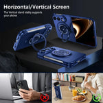 MagSafe Hinge Protection Case with 360° Rotatable Ring Kickstand for iPhone Duo