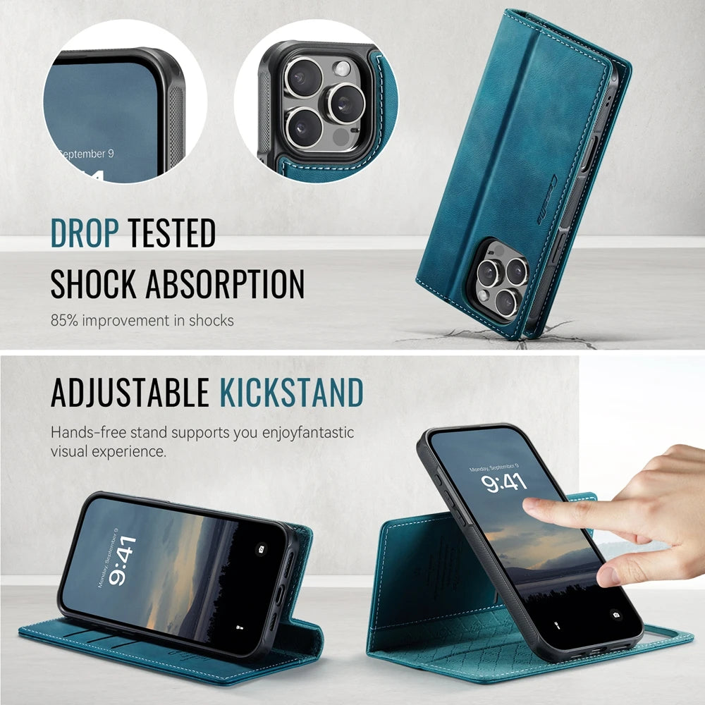 Slim MagSafe Leather Card Wallet Case for iPhone 15 Series