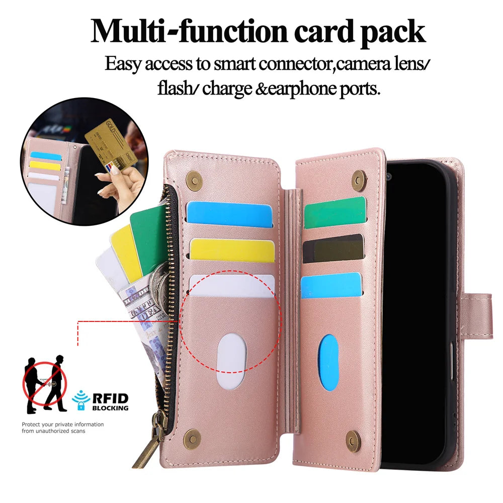iPhone 17 Series Crossbody Purse Case with Wrist Strap