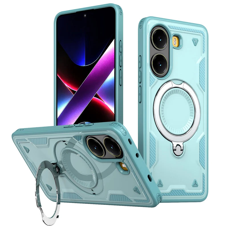 Shockproof Magnetic Hard PC + Soft TPU Case with Ring Stand for Xiaomi Redmi Turbo 4