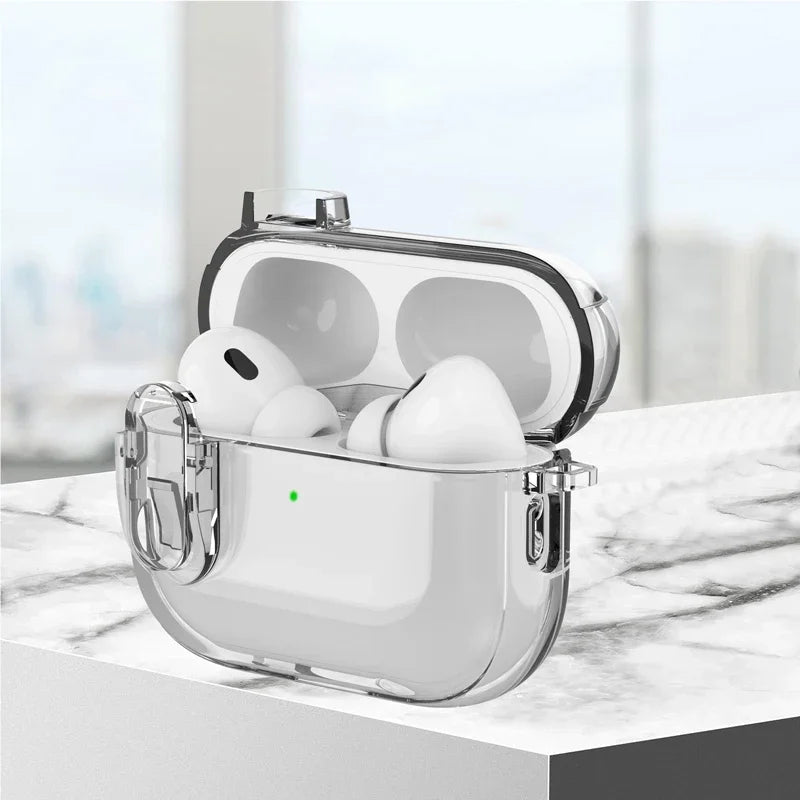TPU+PC Clear Protective Shell with Keychain for AirPods