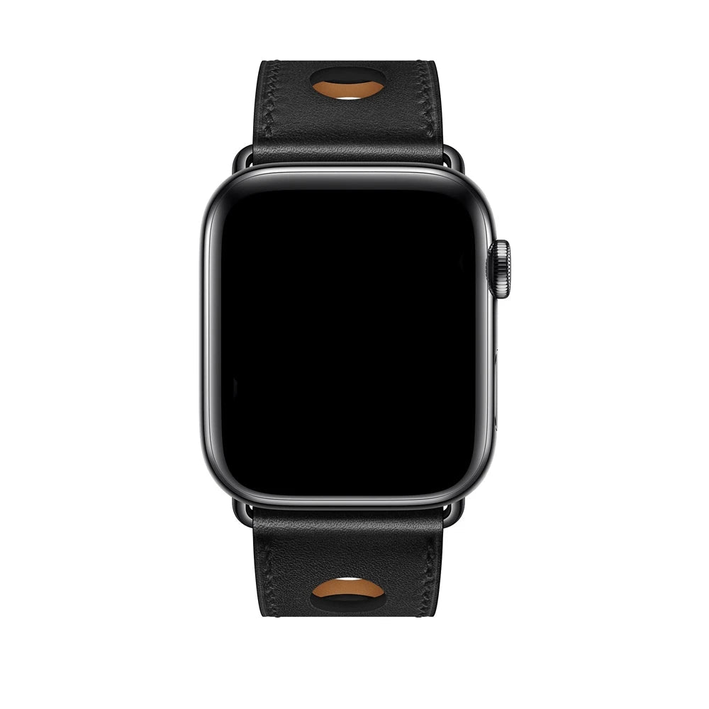 Perforated Leather Band with Pin-and-Tuck Closure for Apple Watch