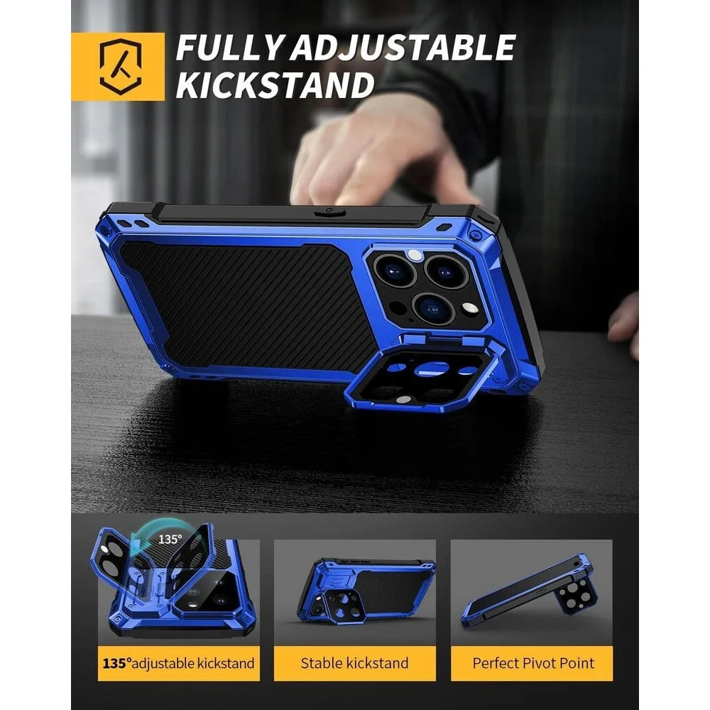 Heavy-Duty Metal Case and Glass Camera Lens Cover for iPhone 16 Series