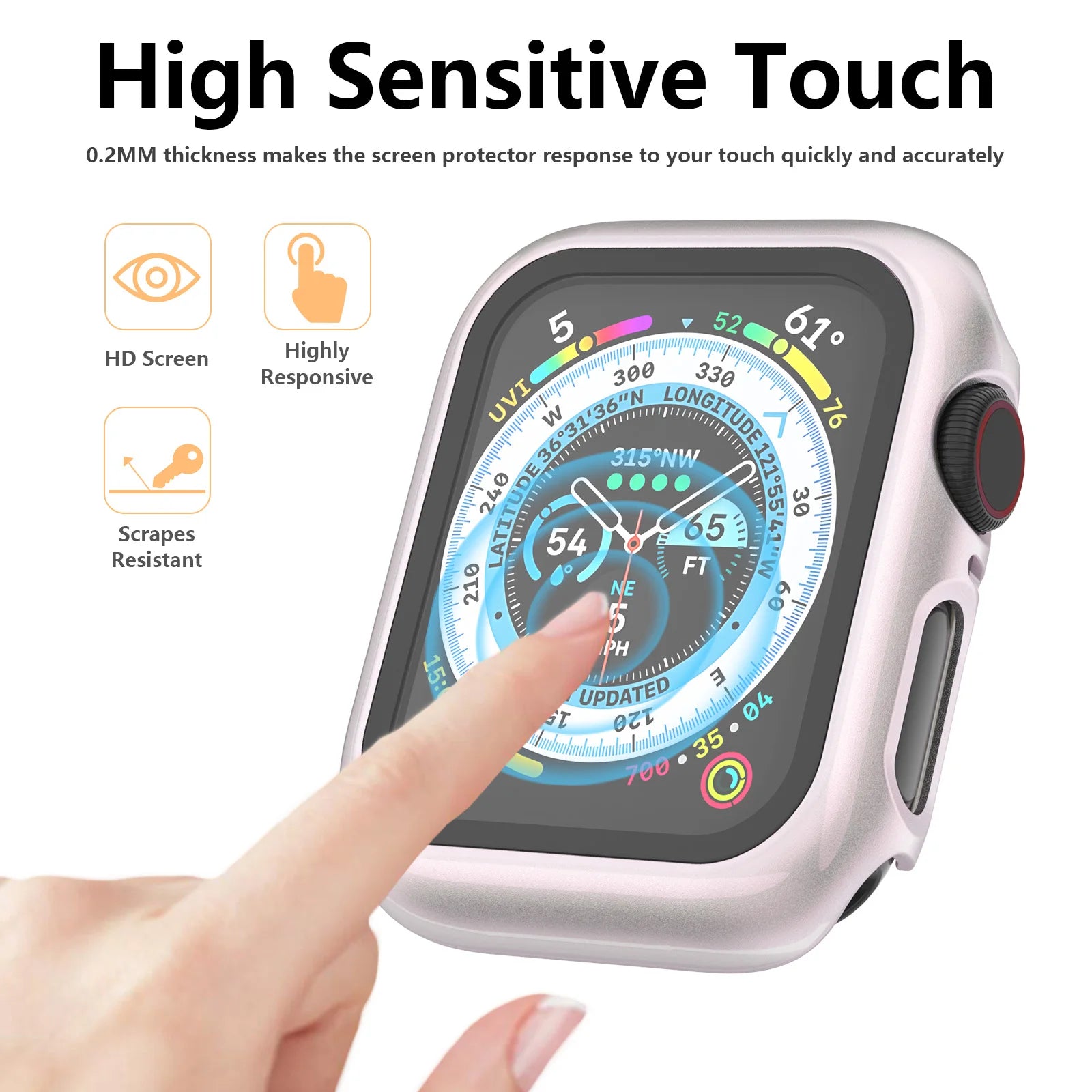 PC Colorful Watch Case with Tempered Glass for Apple Watch