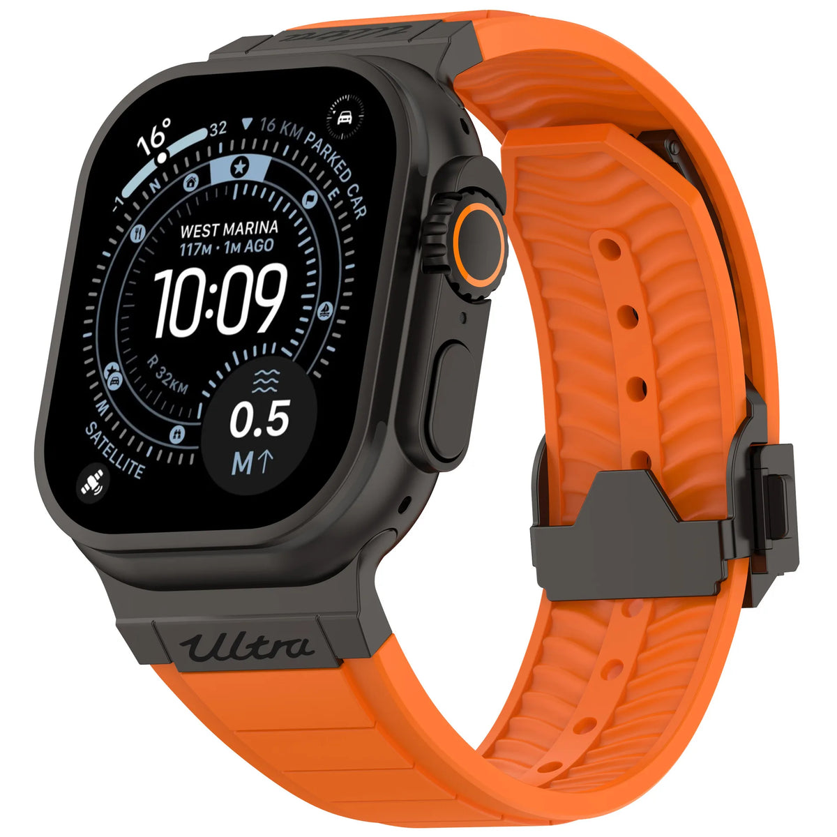 Fluororubber Sport Strap with Double-Press Clasp for Apple Watch