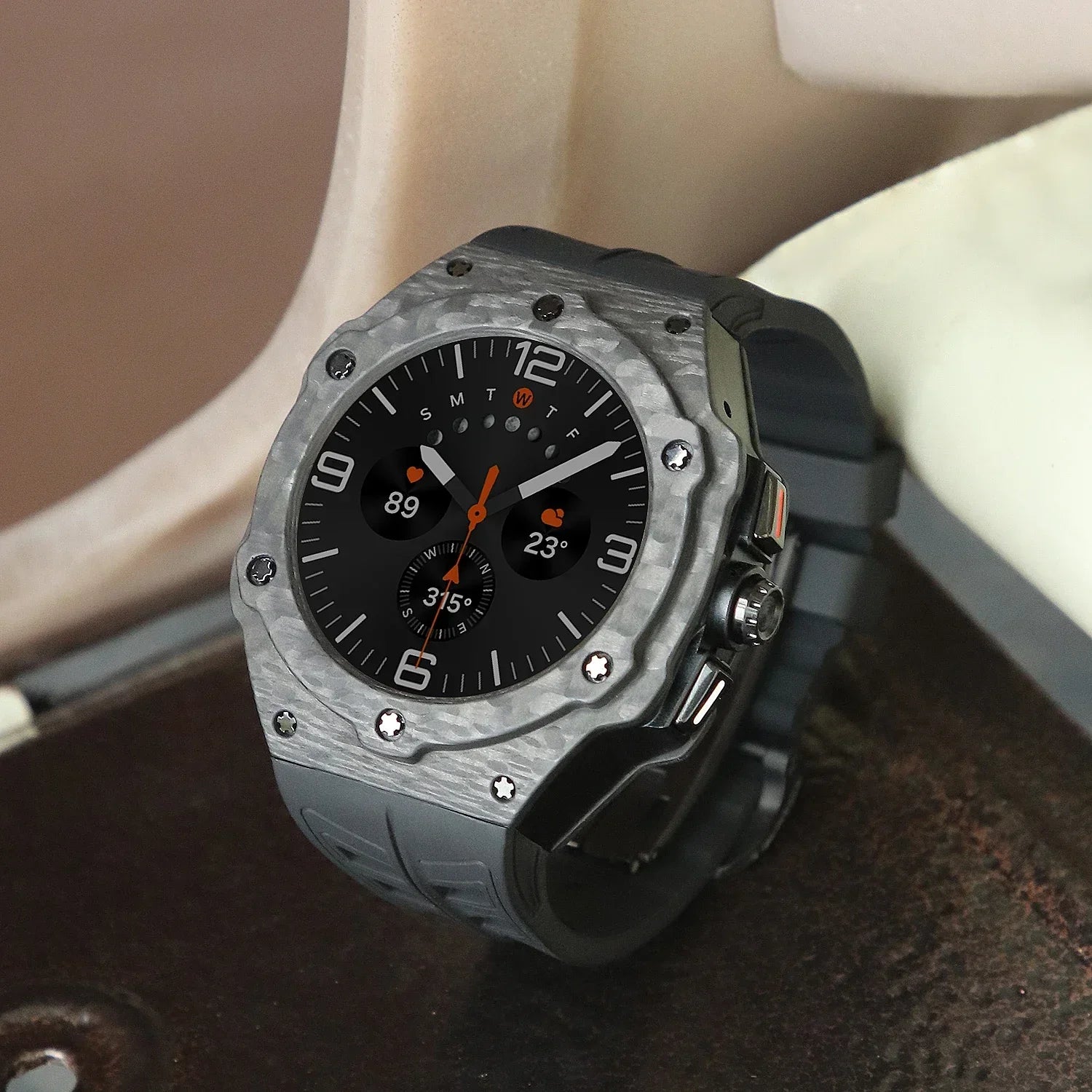 Luxury Carbon Fiber Case & Rubber Strap for Samsung Galaxy Watch Ultra and Samsung Galaxy Watch Ultra (2025)