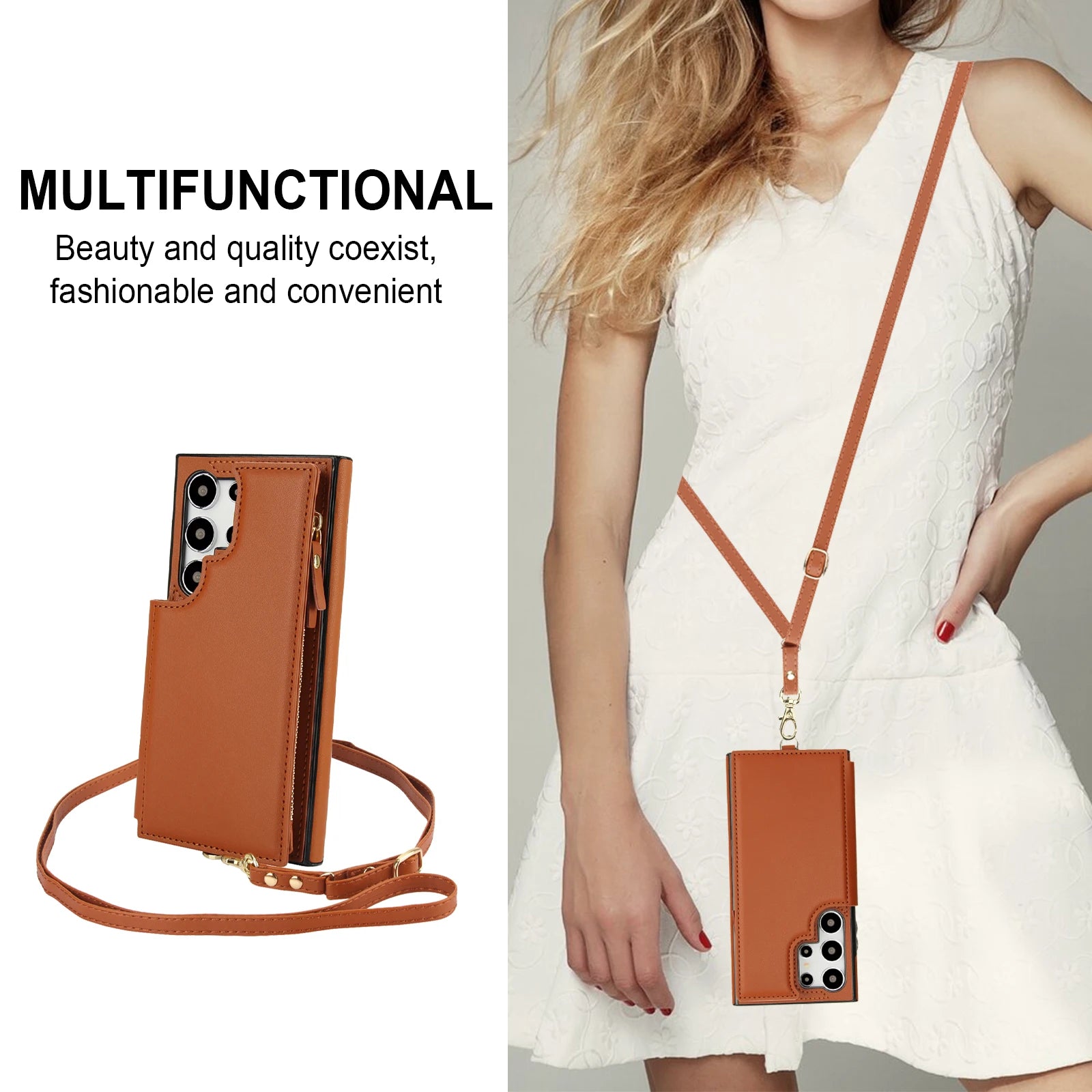 Crossbody Leather Flip Wallet Case for Samsung Galaxy S25 Series