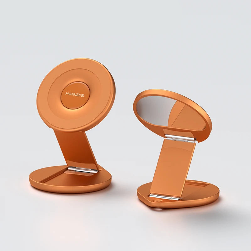 Dual-Sided Magnetic Foldable Phone Stand with Built-In Mirror