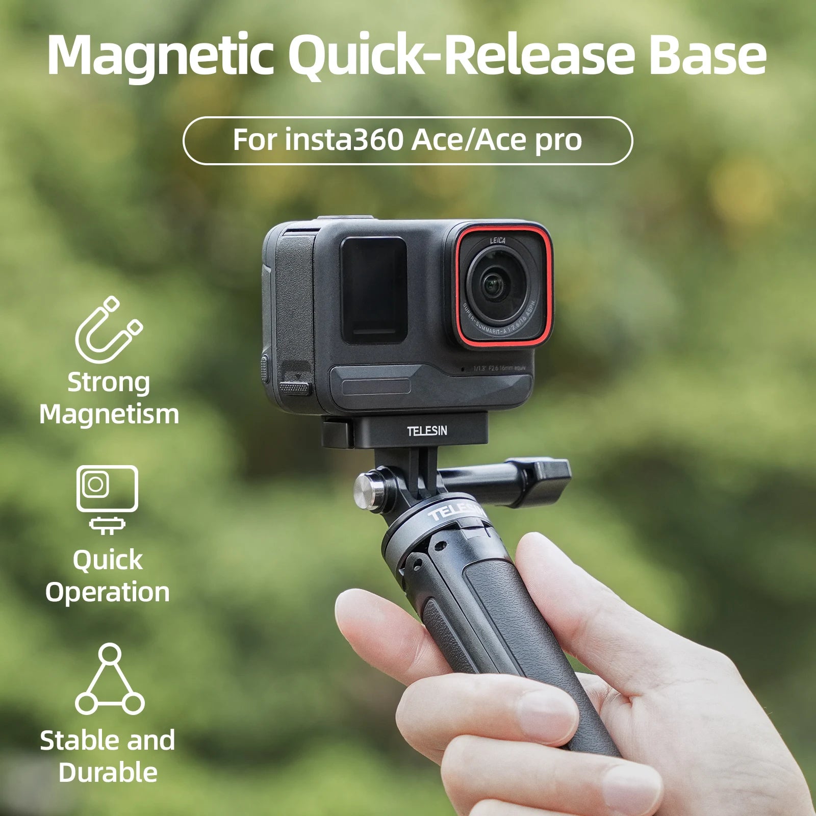TELESIN Magnetic Two-Claw Adapter for Insta360 Ace and Ace Pro