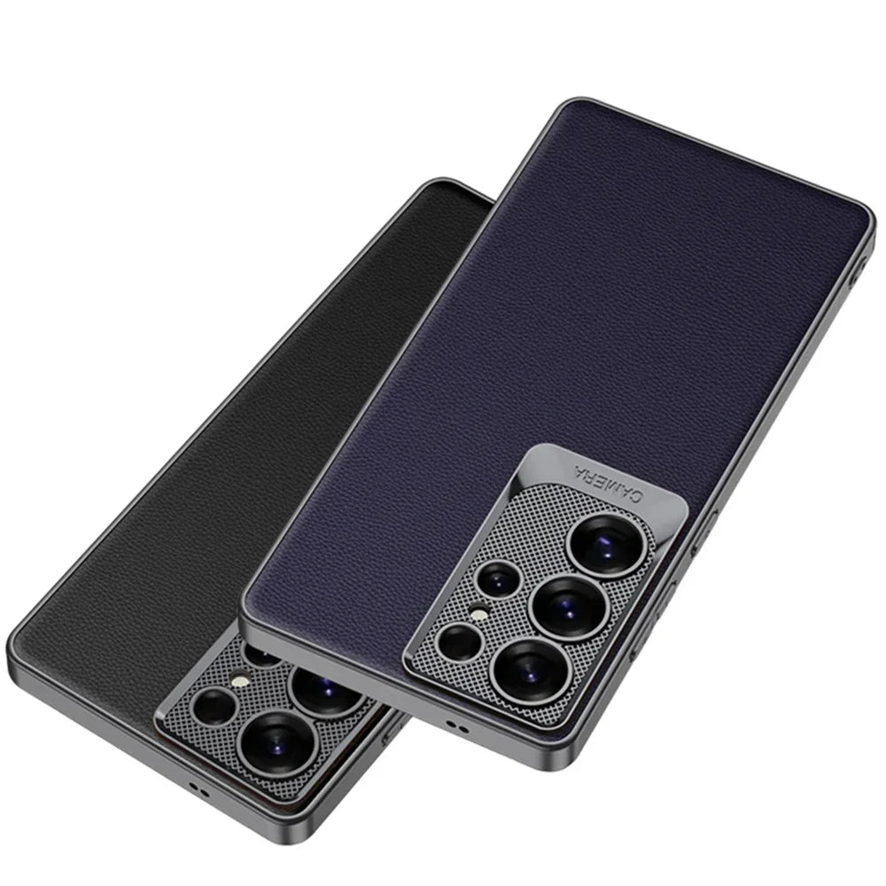 Shockproof Electroplate Leather Phone Case for Samsung Galaxy S25 Ultra