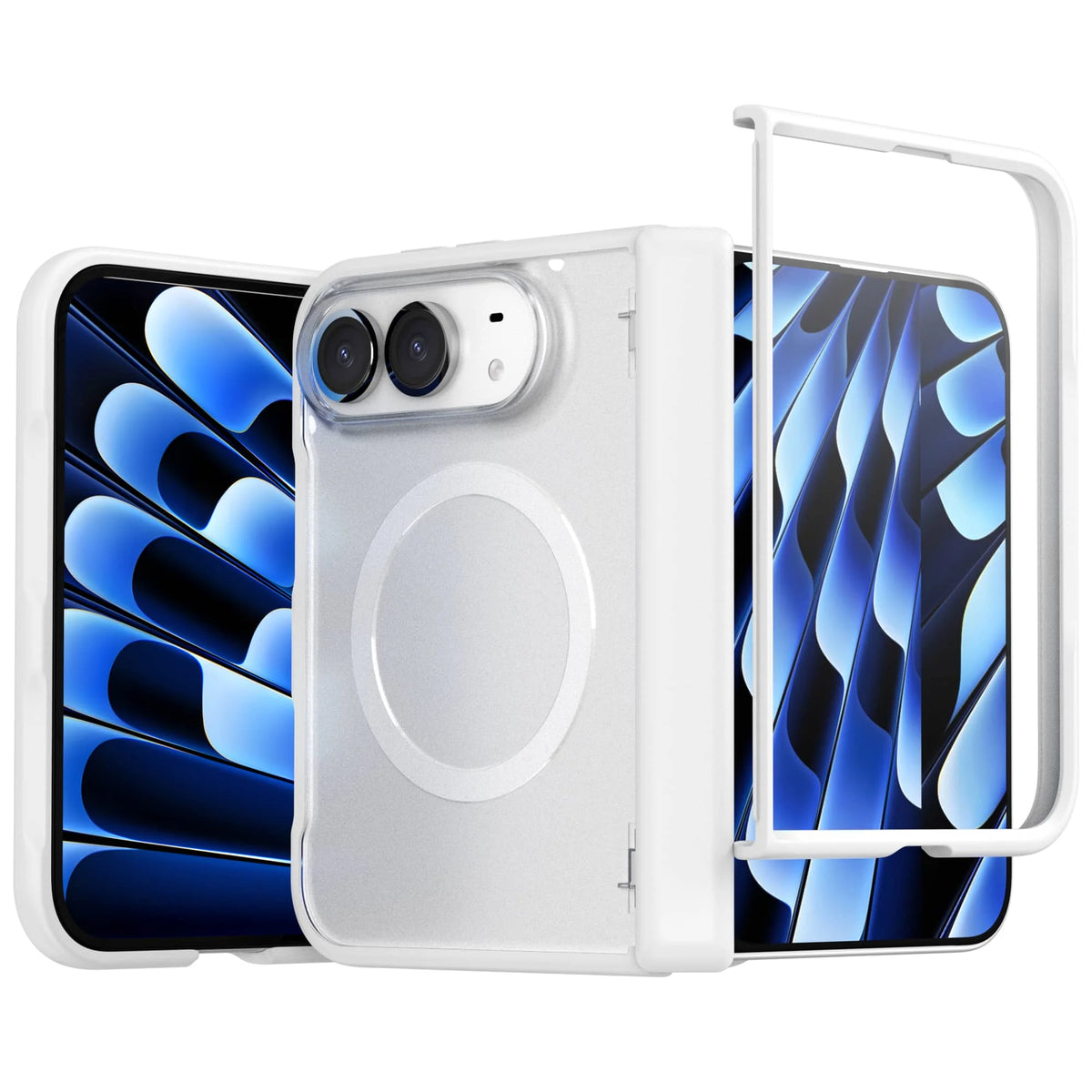 Shockproof Foldable Case with Built-in Tempered Glass Screen Protector for iPhone Duo