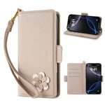 Flower Leather Wallet Case with Card Holder & Strap for iPhone 16 Series