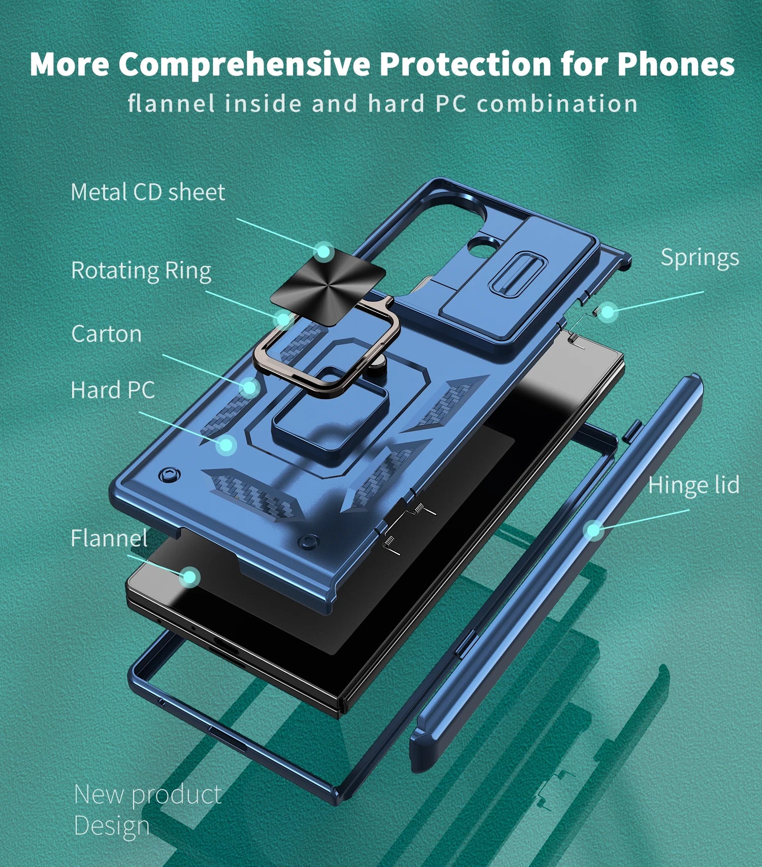 Rugged Armor Case with Sliding Camera Cover and Ring Stand for Samsung Galaxy Z Fold 8 Ultra