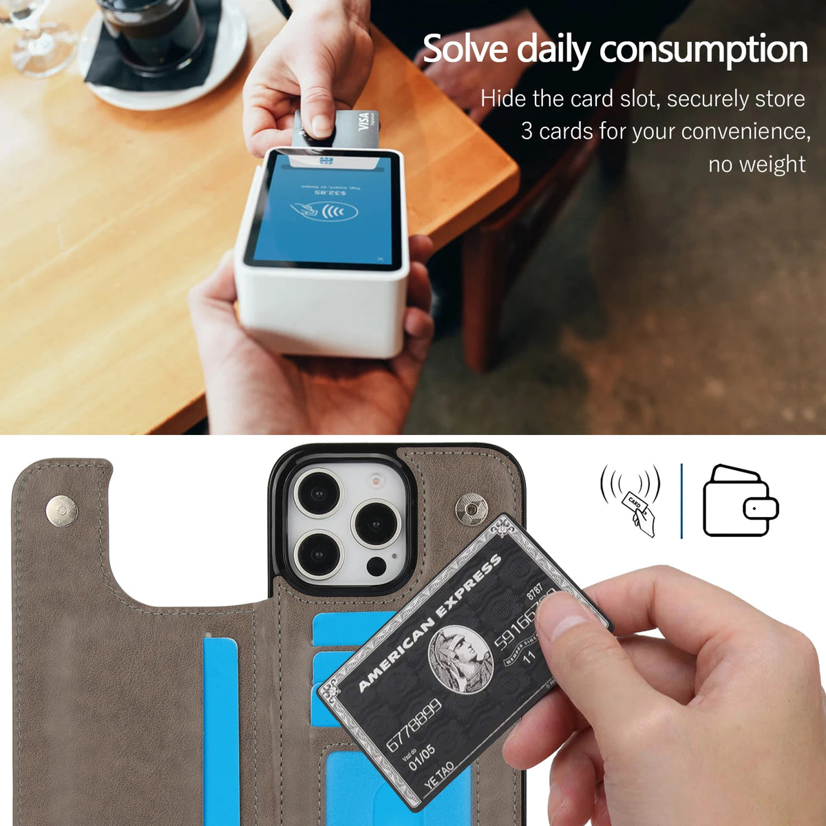 Leather Wallet Phone Case with Card Holder & Kickstand for iPhone 16 Series