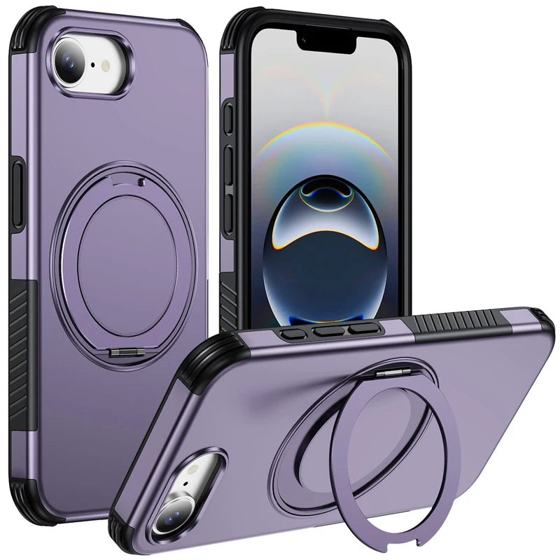 Shockproof Dual-Layer Case with 360° Rotating Ring Stand for iPhone 17e