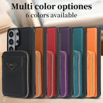 Textured Composite Kickstand Case with Detachable Leather Card Pouch for Samsung Galaxy S24 Ultra