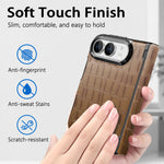 Crocodile Embossed Leather Case with Camera Lens Protection Ring for iPhone Duo