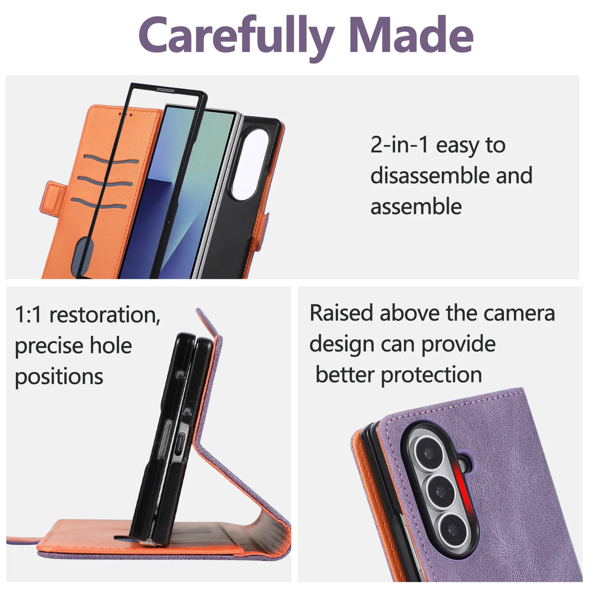 Leather Wallet Case with Built-In Stand and Strap for Samsung Galaxy Z Fold 8 Ultra
