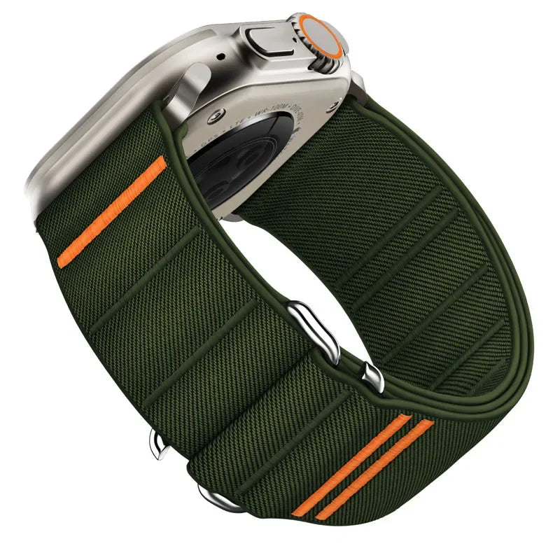 Woven Nylon Loop Closure Band with Shaped Buckle for Apple Watch