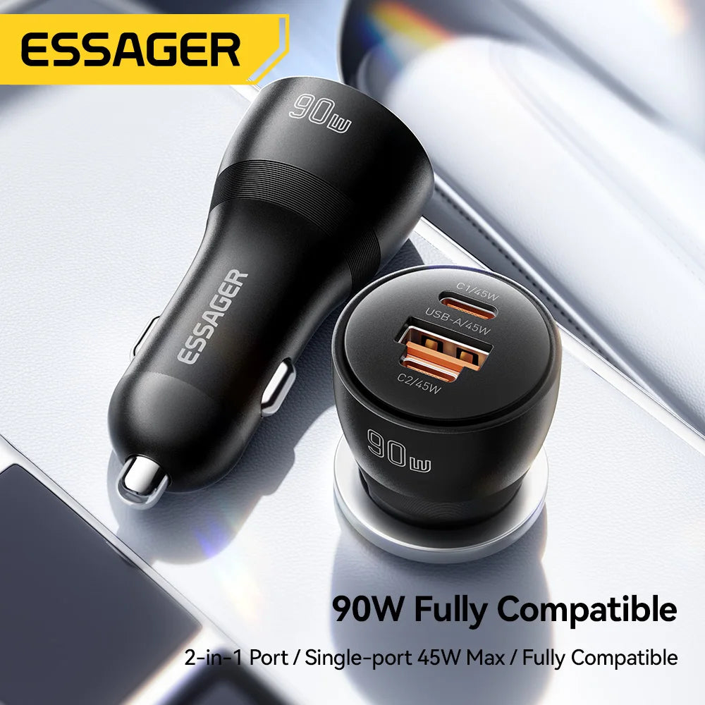 Essager 90W Dual-Port USB-C Car Charger