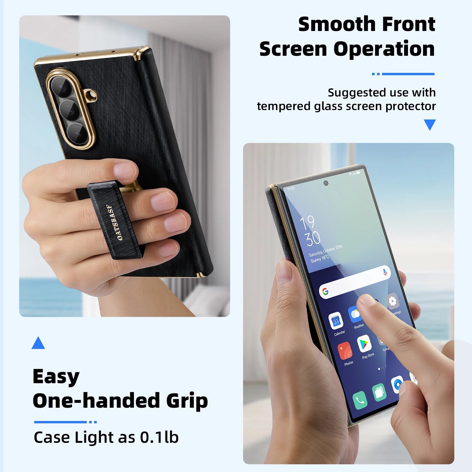 Samsung Galaxy Z Fold 7 Leather Case with 360° Rotating Stand & Strap