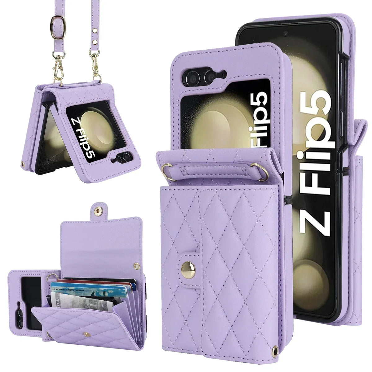 Stylish Leather Wallet Flip Case for Samsung Galaxy Z Flip 6