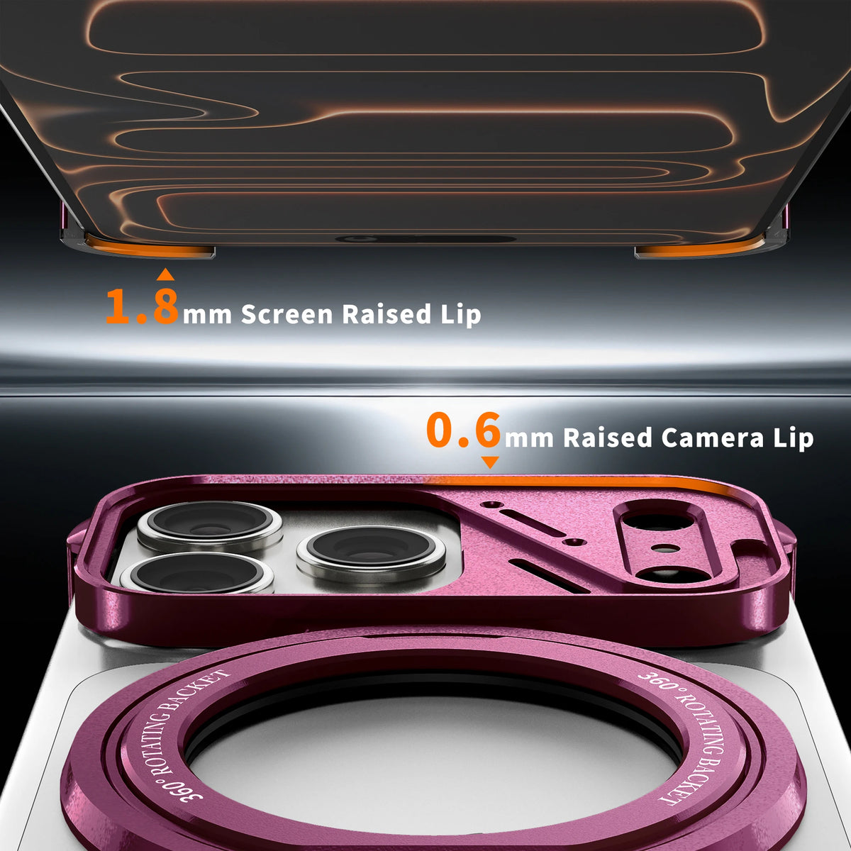 Shockproof Frameless MagSafe Case with 360° Rotating Grip Ring Stand for iPhone 18 Series