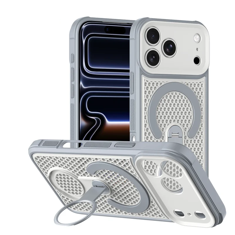 MagSafe Compatible Heat Dissipation Case with 360° Ring Stand for iPhone 17 Series