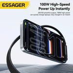 Essager 100W USB-C PD Charging Cable With Integrated Foldable Phone Stand